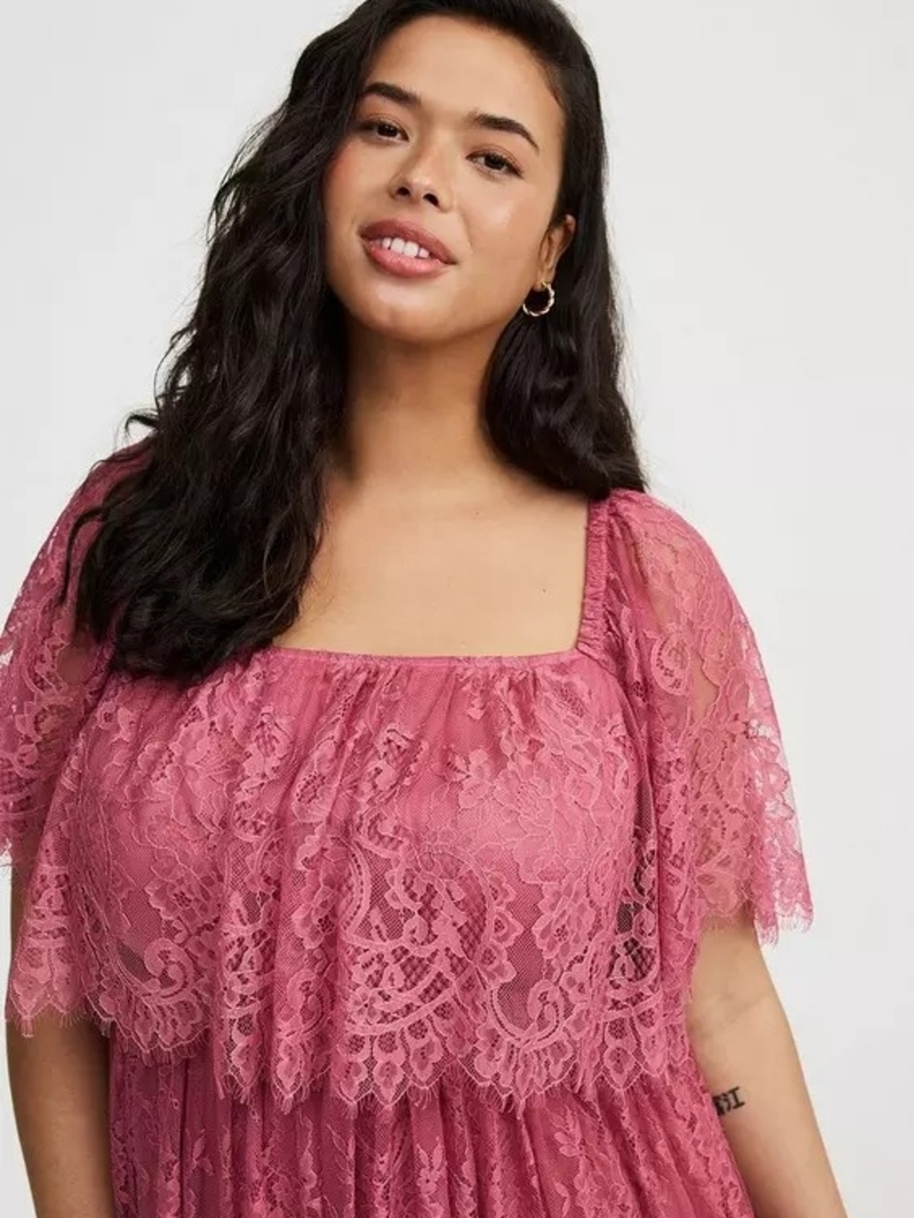 Torrid Lace Off-Shoulder Mini Dress in Dusty Rose Size 2 - Picture 4 of 7